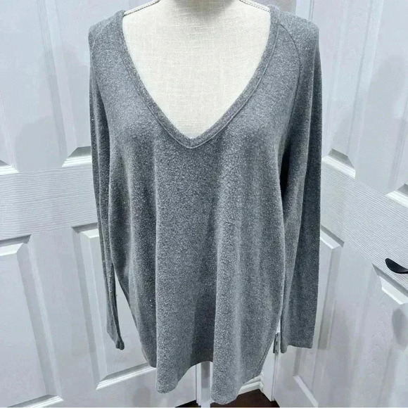 Brandy Melville Sweaters - Brandy Melville Wool V-neck gray sweater oversized one size fits most